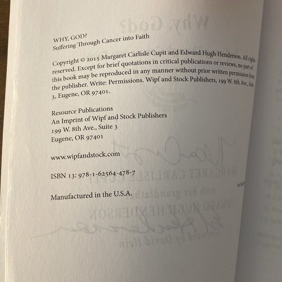 Why, God Suffering Through Cancer into Faith by Margaret Carlisle Cupit (signed) - Picture 3 of 11